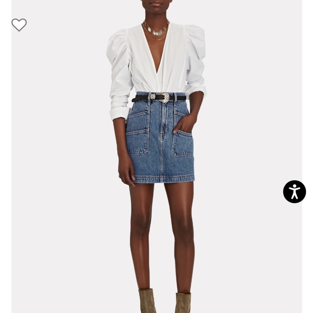 Jason Wu Cotton Long Puff Sleeve Wrap Blouse